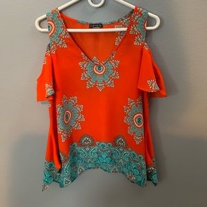 Vibrant Cold Shoulder Blouse